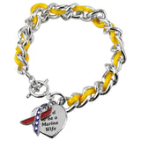 Proud to be a Marine Wife Ribbon Charm Bracelet - Aaria Tees Aaria Tees