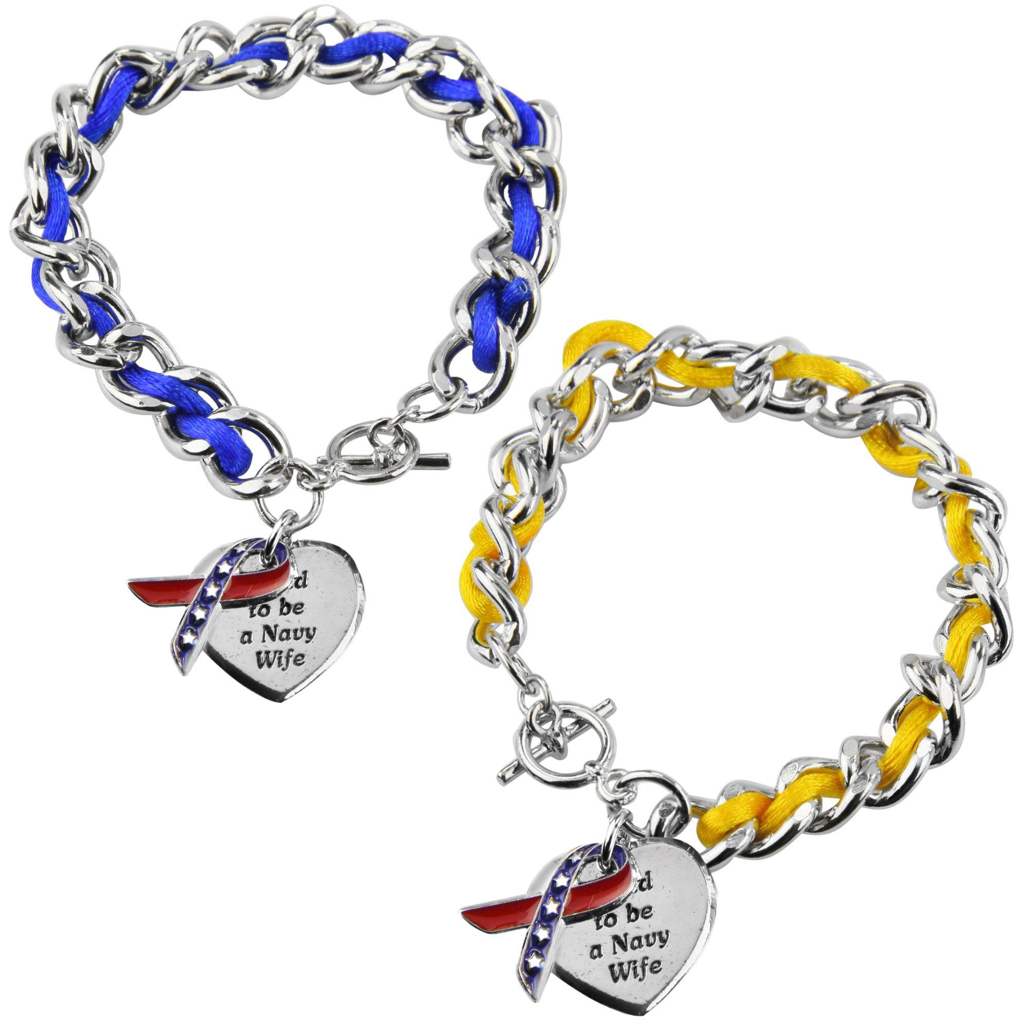 Proud to be a Navy Wife Ribbon Charm Bracelet - Aaria Tees Aaria Tees