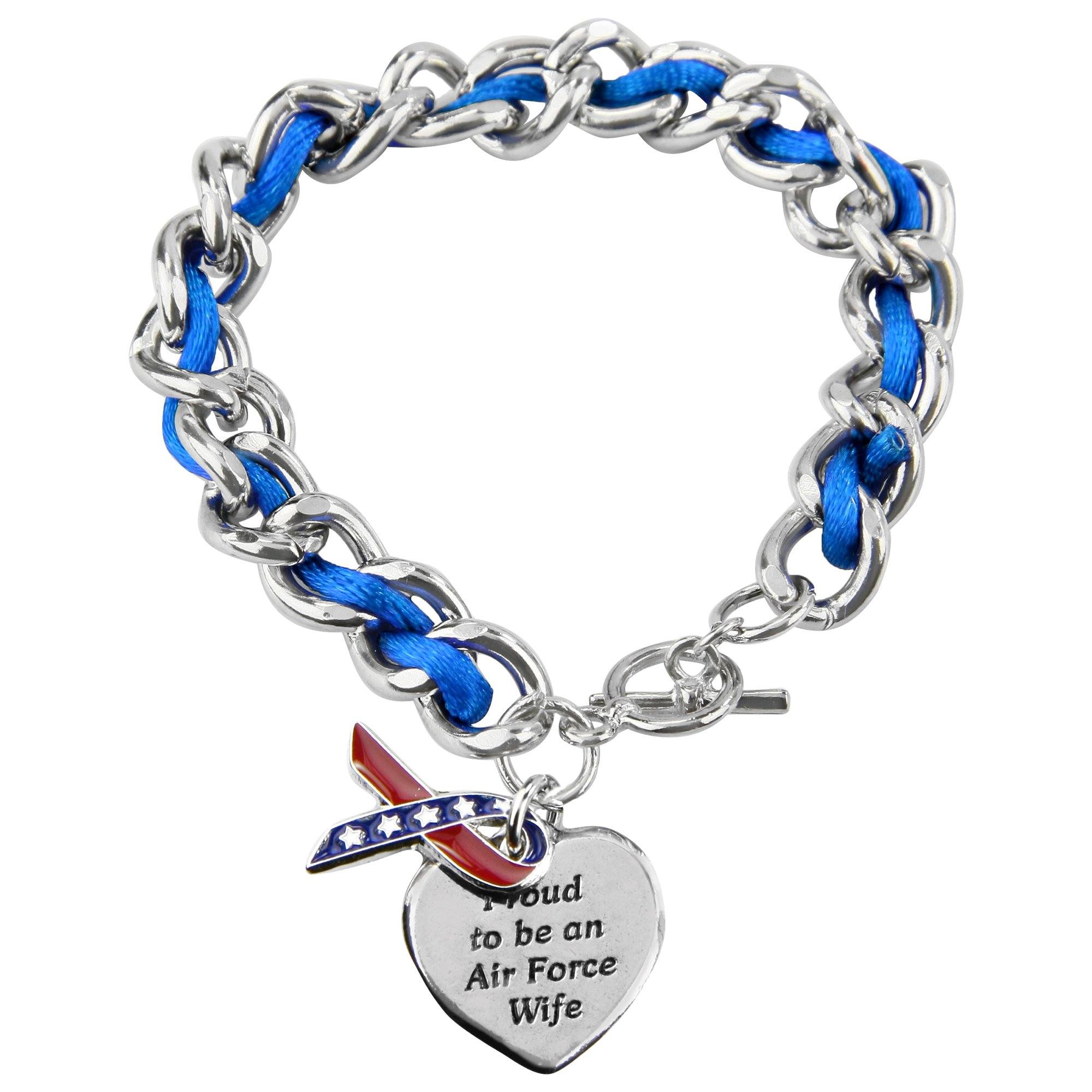 Proud to be an Air Force Wife Ribbon Charm Bracelet - Aaria Tees Aaria Tees