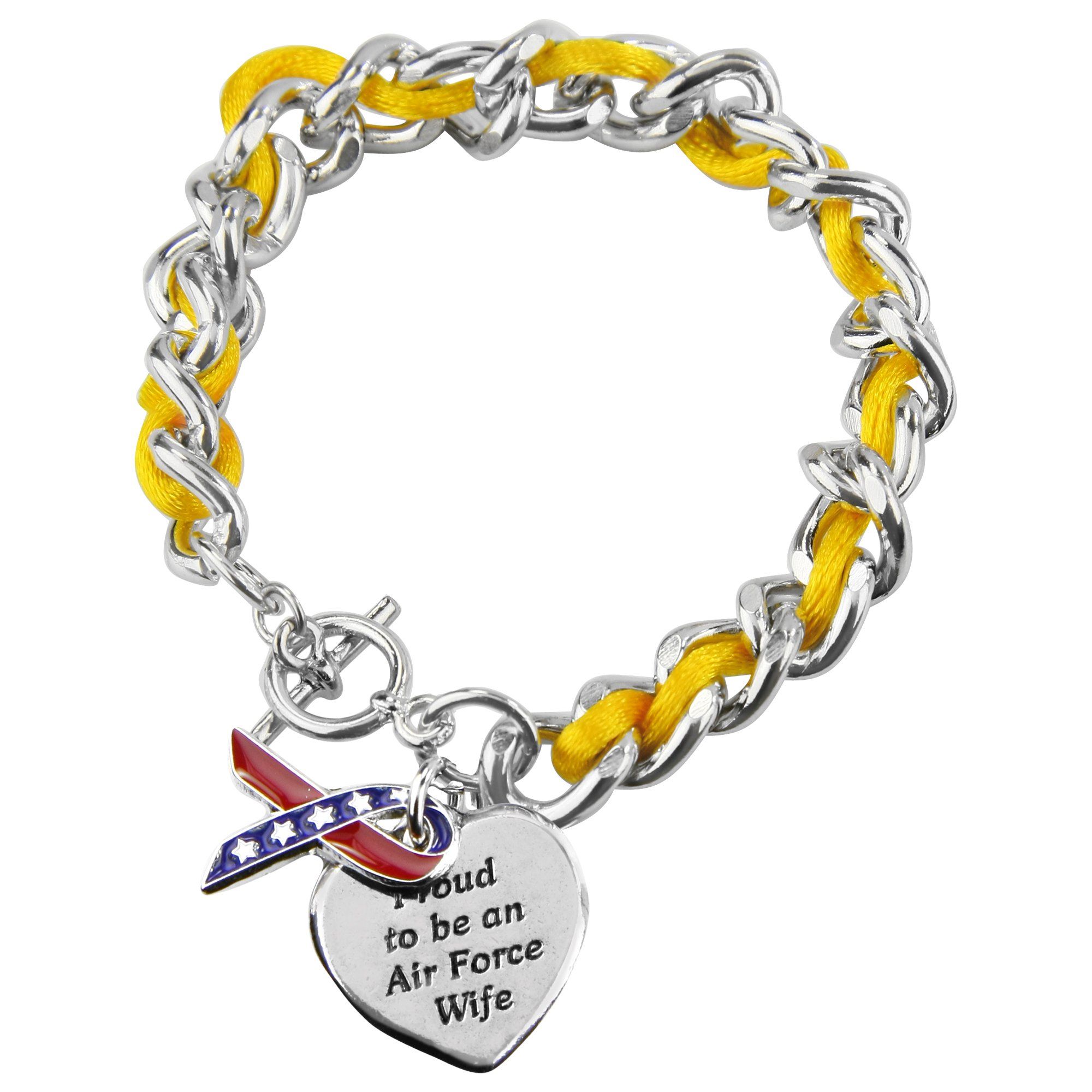 Proud to be an Air Force Wife Ribbon Charm Bracelet - Aaria Tees Aaria Tees