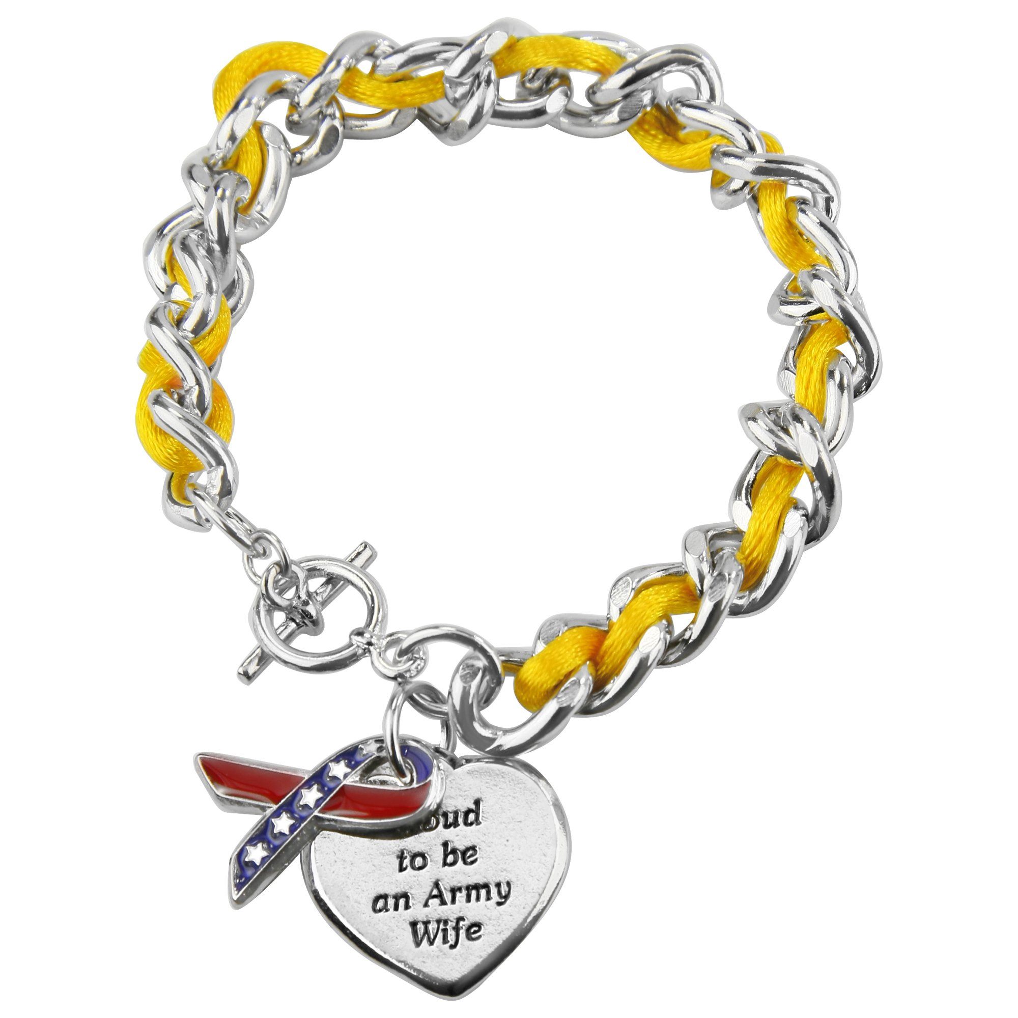 Proud to be an Army Wife Ribbon Charm Bracelet - Aaria Tees Aaria Tees