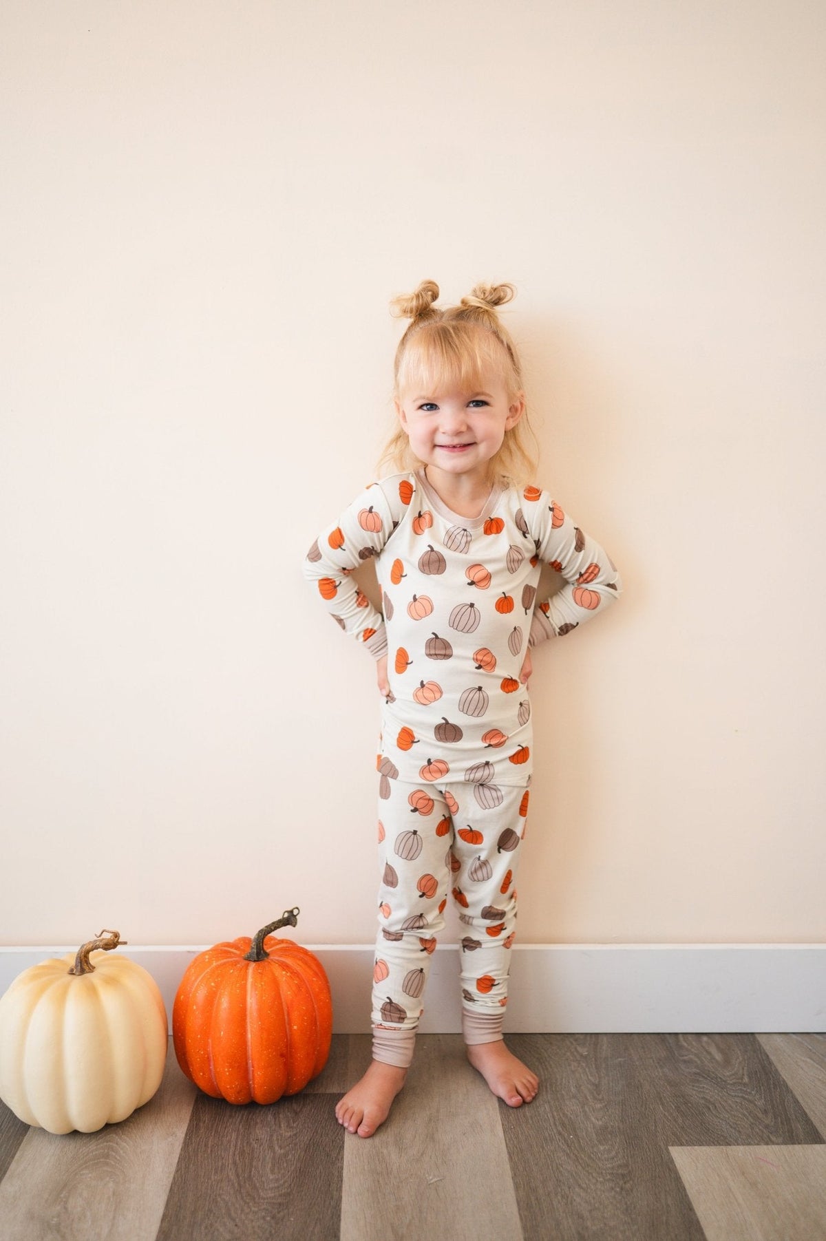Pumpkins Beige (Long Sleeve PJ) - Aaria Tees