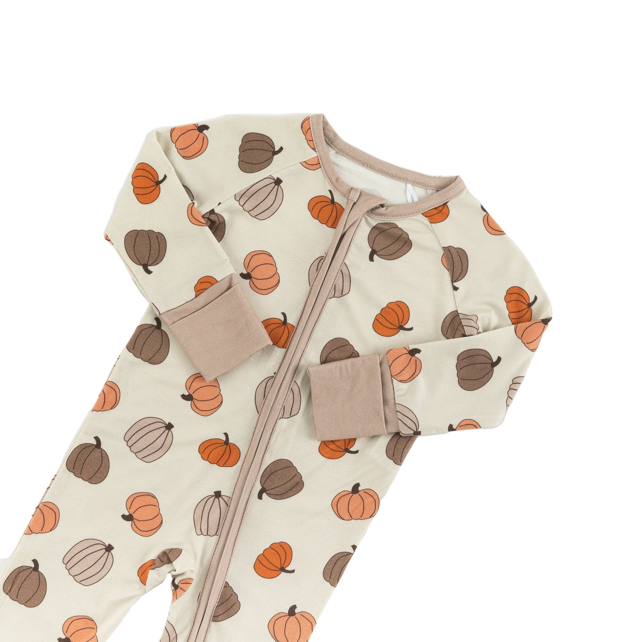Pumpkins Beige (Convertible Zip Footies) - Aaria Tees Aaria Tees