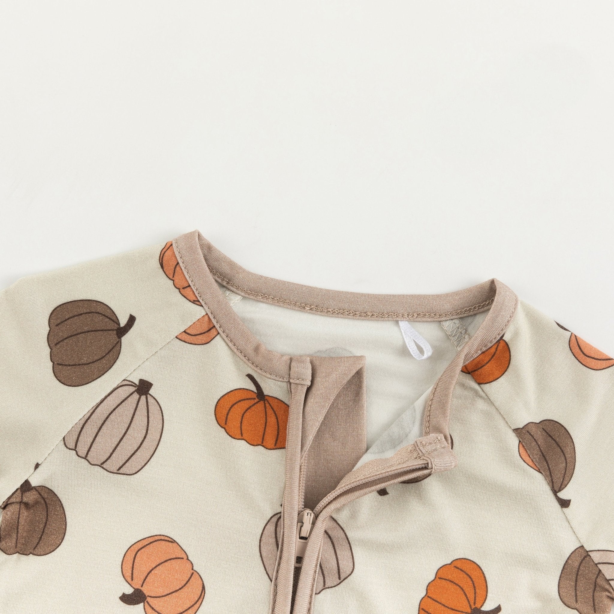 Pumpkins Beige (Convertible Zip Footies) - Aaria Tees Aaria Tees