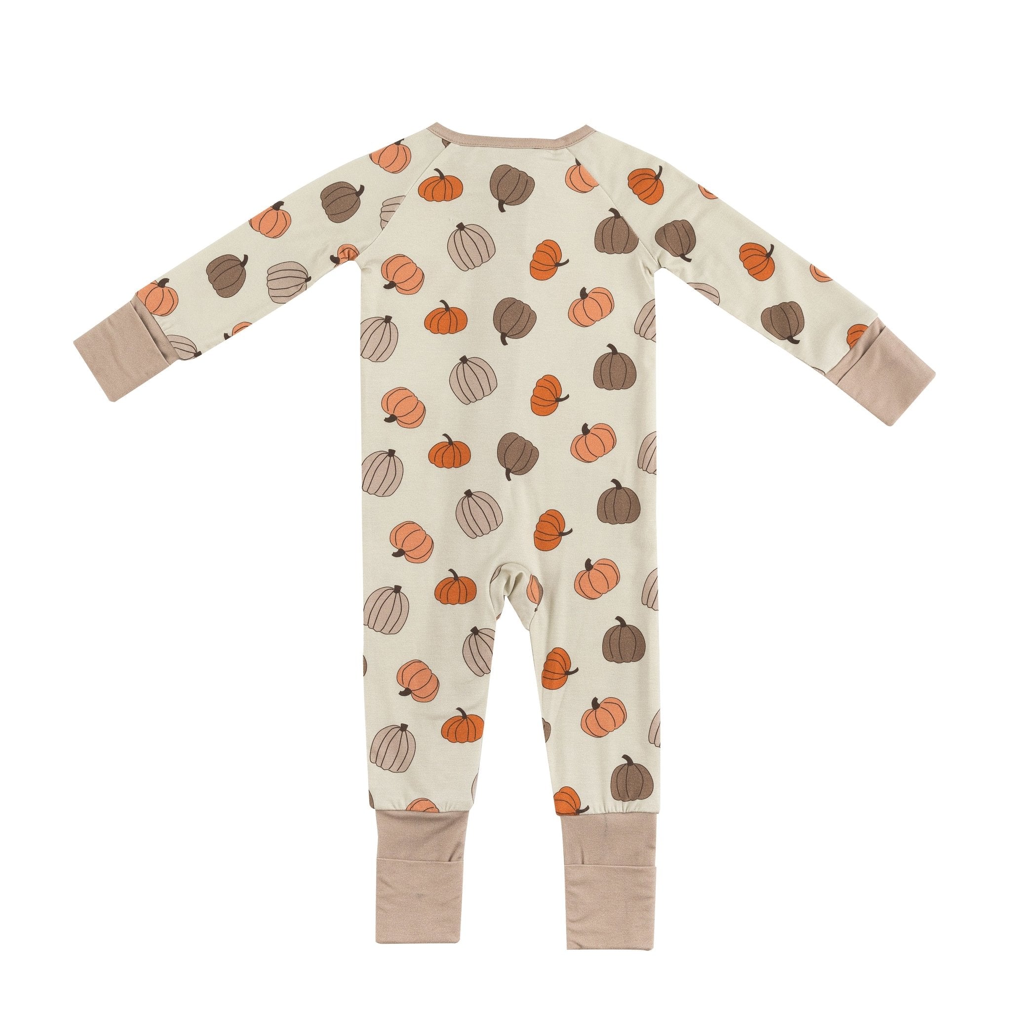 Pumpkins Beige (Convertible Zip Footies) - Aaria Tees Aaria Tees