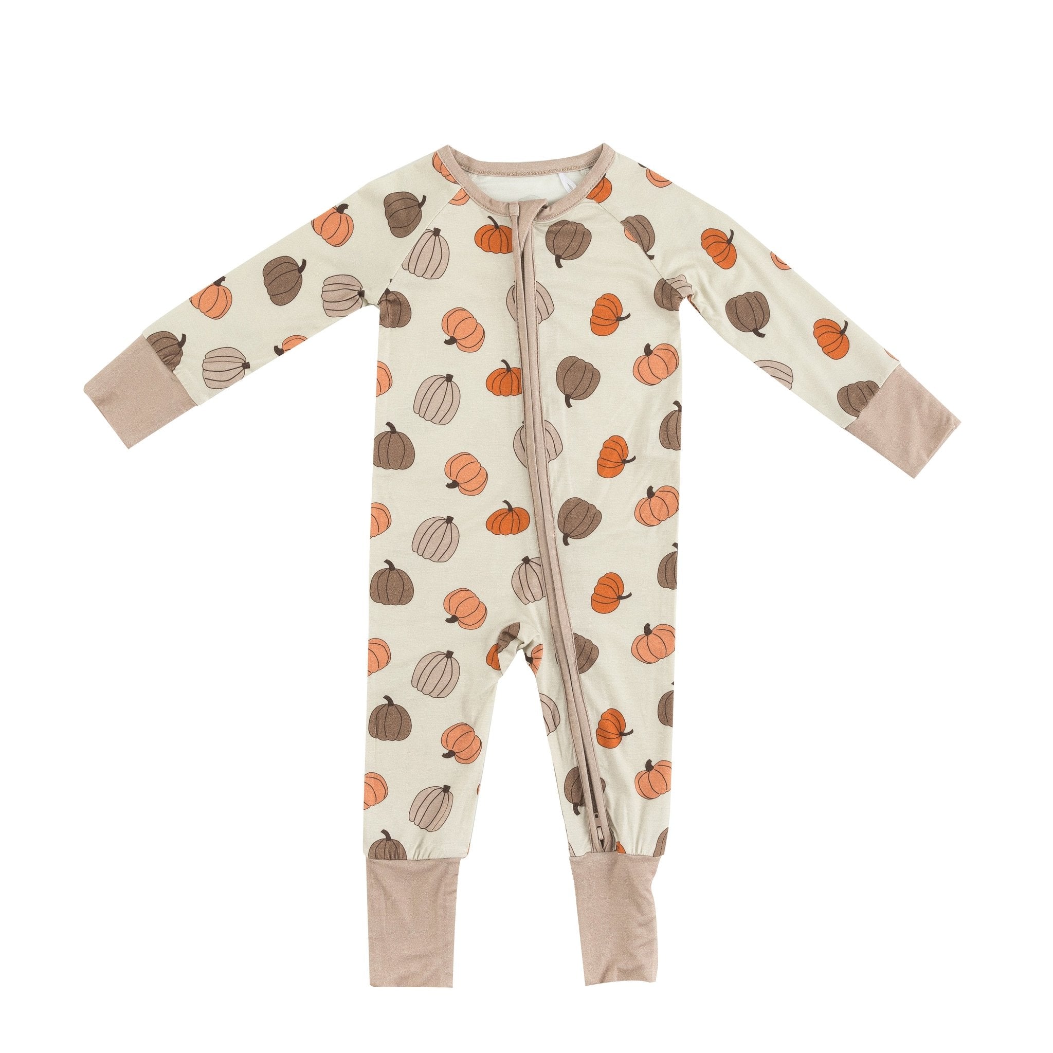 Pumpkins Beige (Convertible Zip Footies) - Aaria Tees Aaria Tees