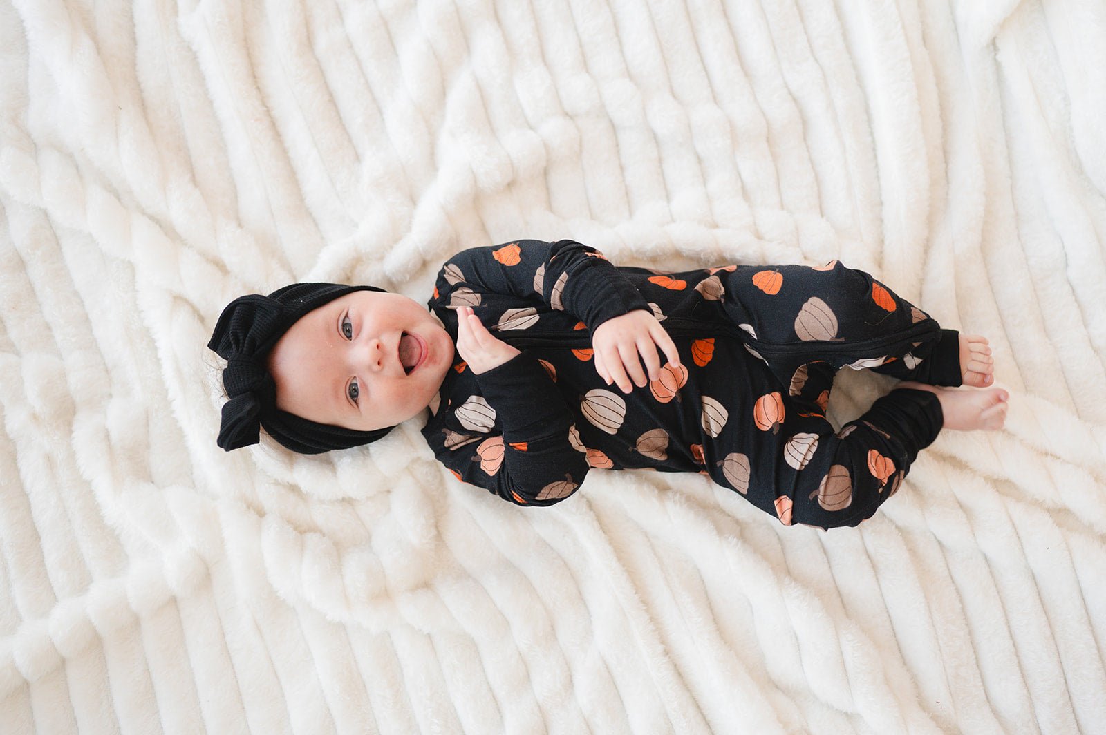 Pumpkins Black (Convertible Zip Footies) - Aaria Tees Aaria Tees
