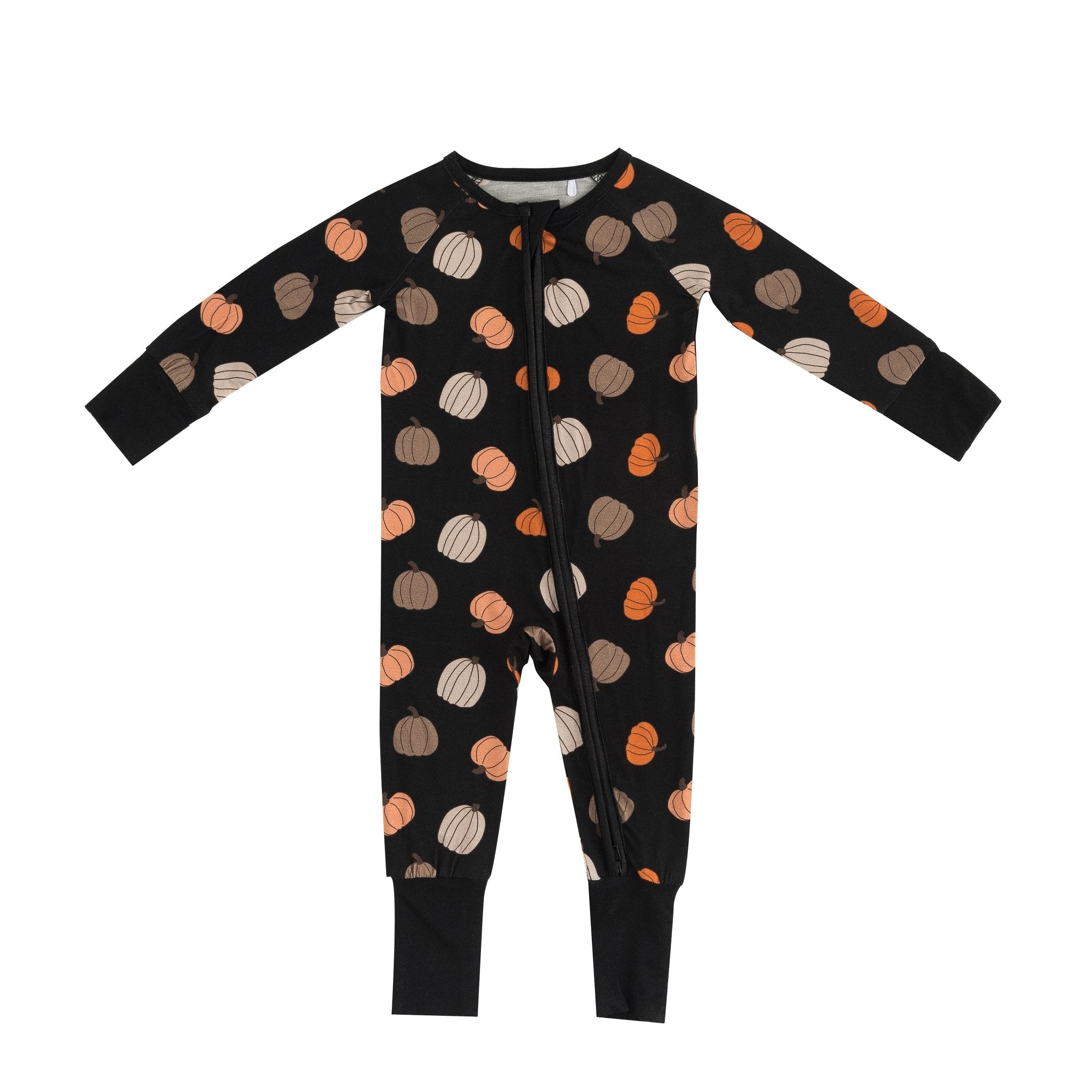 Pumpkins Black (Convertible Zip Footies) - Aaria Tees Aaria Tees