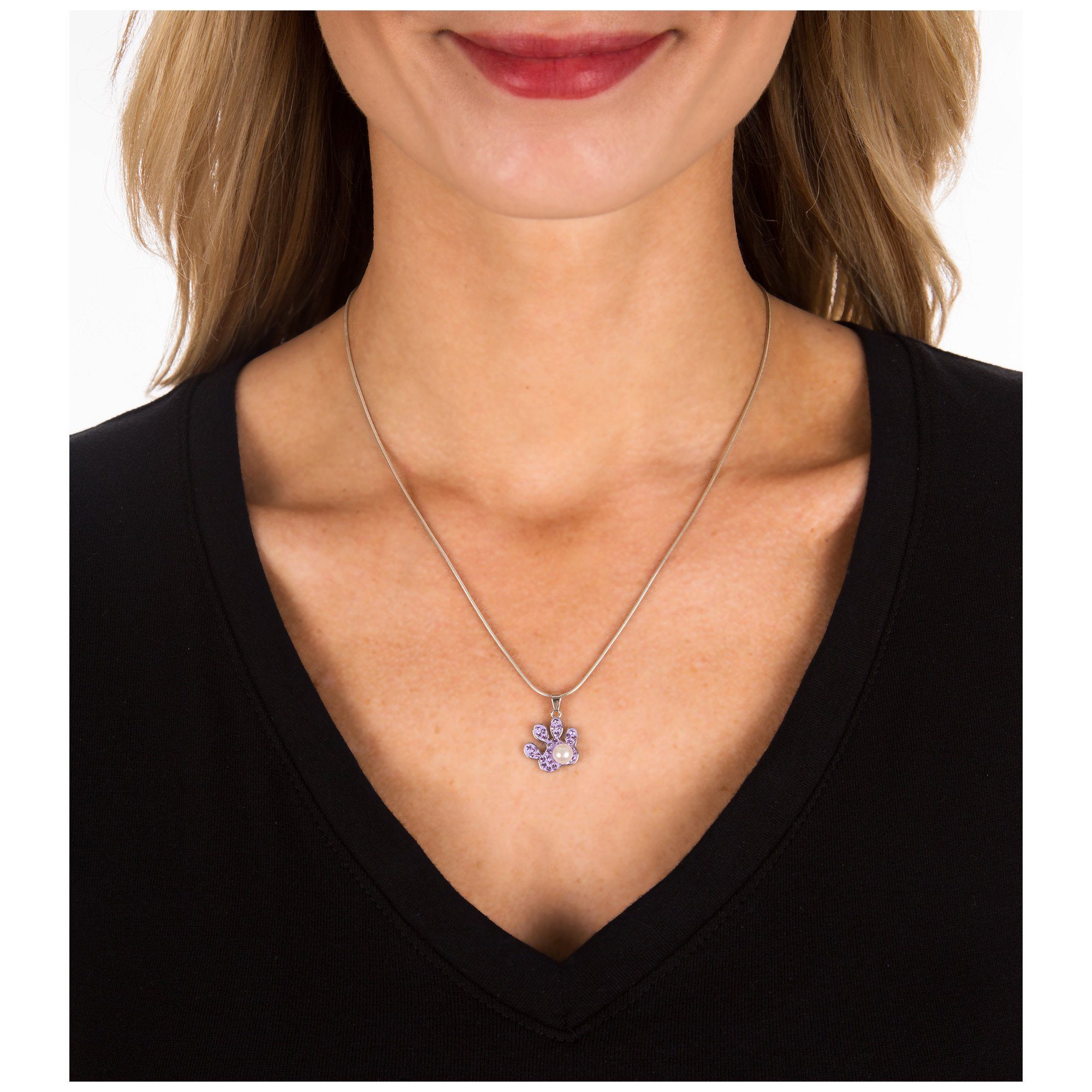 Purple Paw & Pearl Sterling Necklace - Aaria Tees Aaria Tees