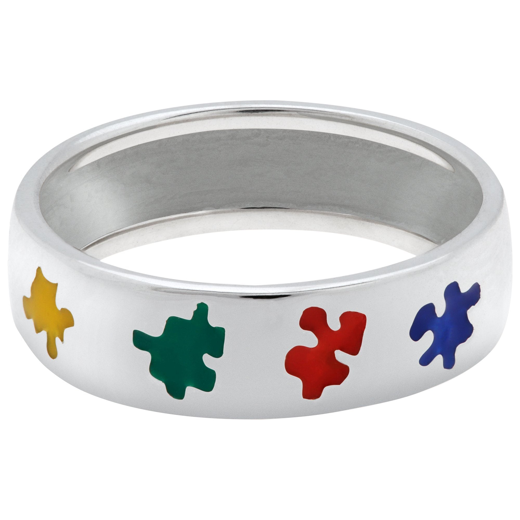 Puzzle Piece Autism Awareness Sterling Ring - Aaria Tees Aaria Tees