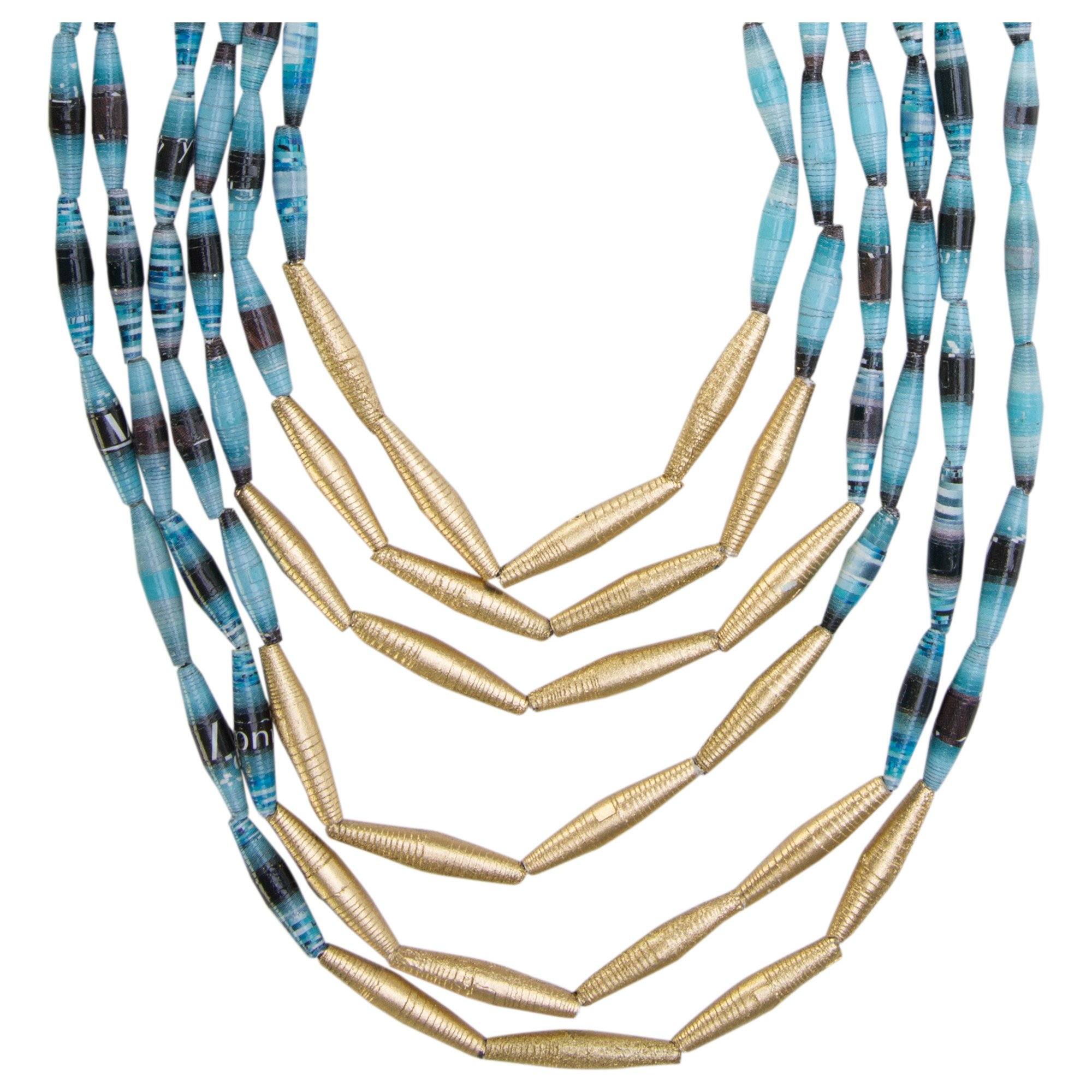 Quazi Long Layers Recycled Necklace - Aaria Tees Aaria Tees