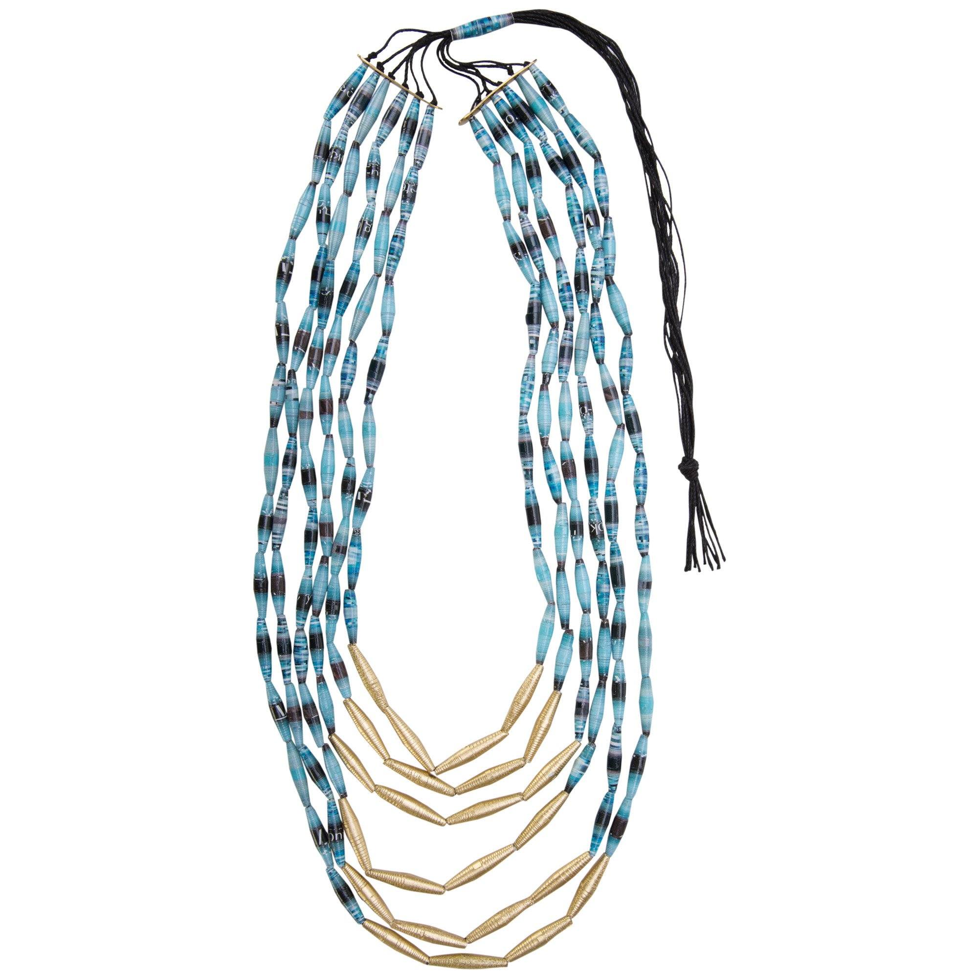 Quazi Long Layers Recycled Necklace - Aaria Tees Aaria Tees