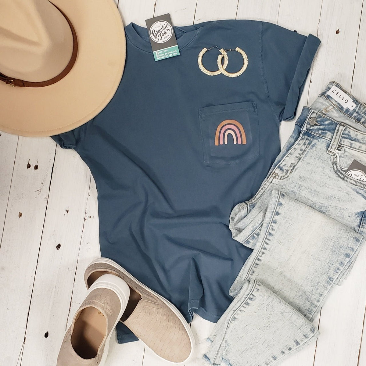 Rainbow Pocket Unisex Comfort Wash Tee - Aaria Tees