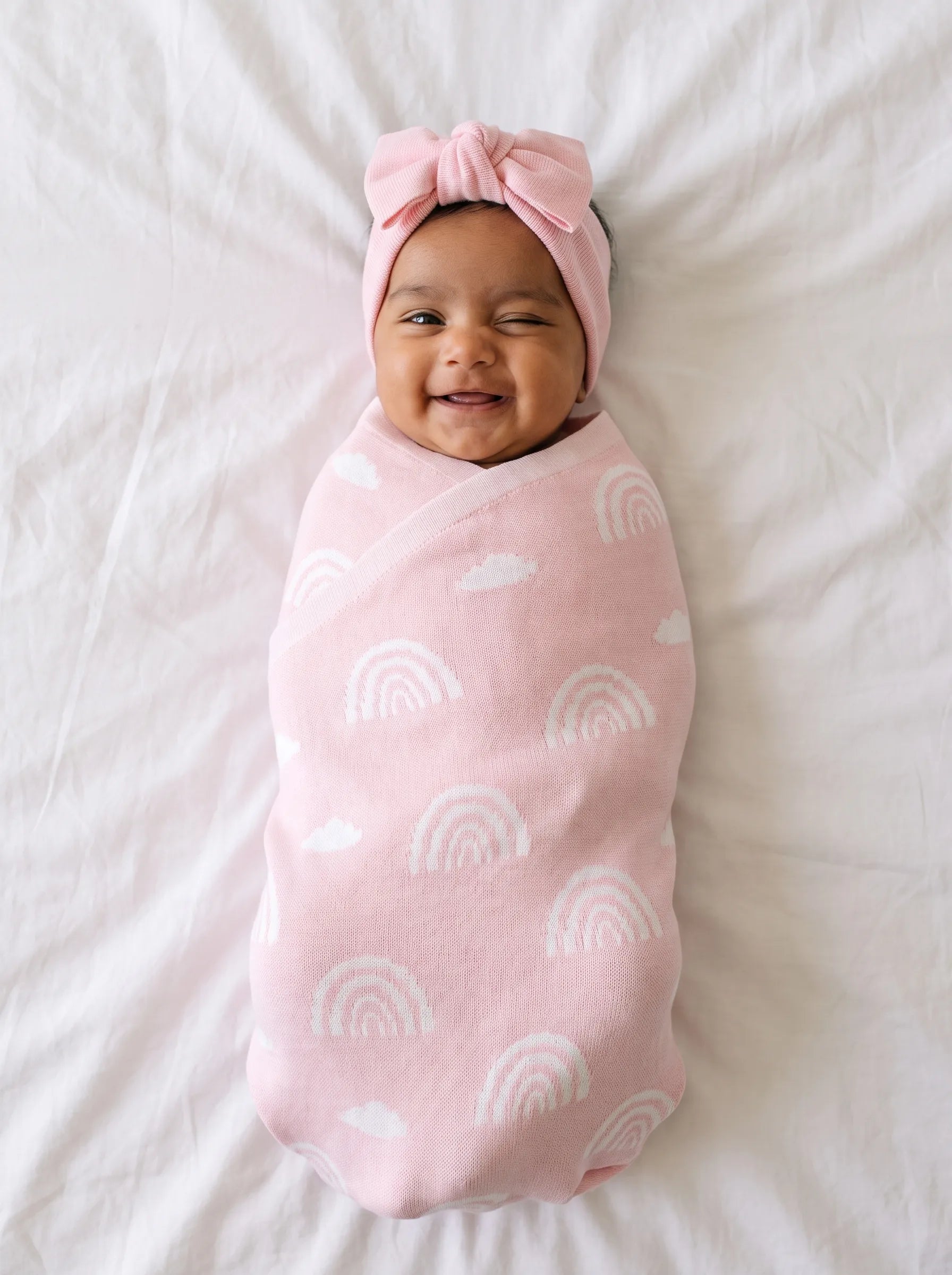 Rainbow Jacquard Knit Baby Blanket - Aaria Tees Aaria Tees