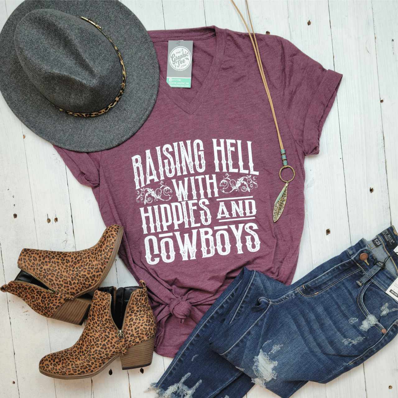 Raising Hell With The Hippies And The Cowboys - Aaria Tees Aaria Tees