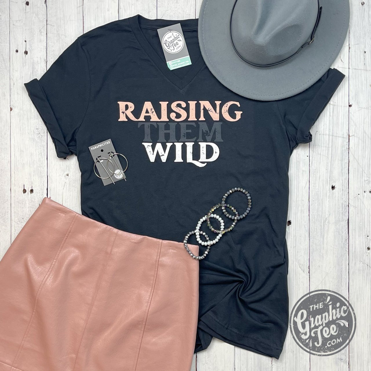 Raising Them Wild V-Neck Tee - Aaria Tees Aaria Tees