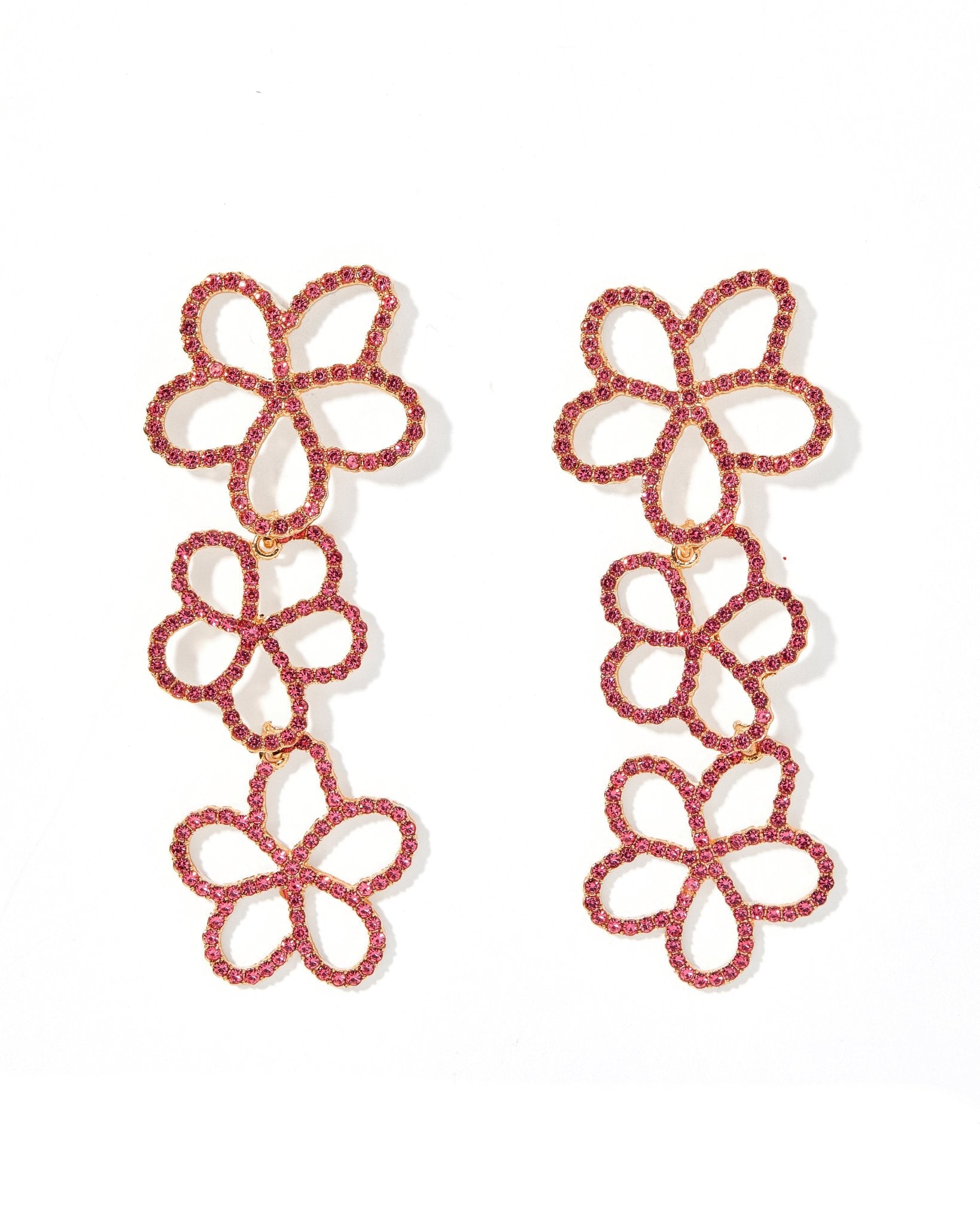 Reagan Flower Statement Earring - Pink - Aaria Tees Aaria Tees