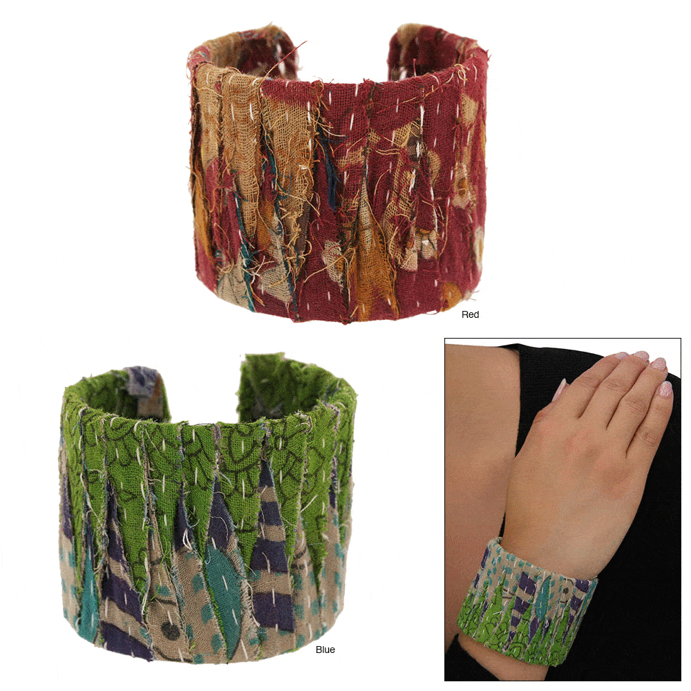 Recycled Kantha Cuff - Aaria Tees Aaria Tees