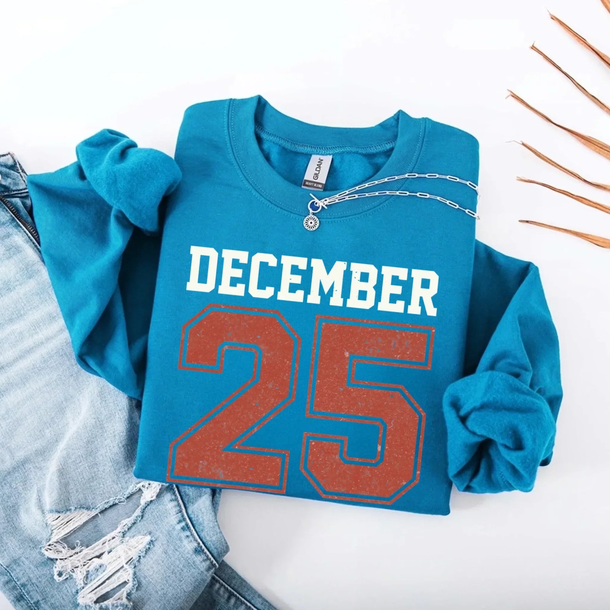 Retro Christmas DECEMBER 25 Sweatshirt Festive Holiday Sweater - Aaria Tees Aaria Tees