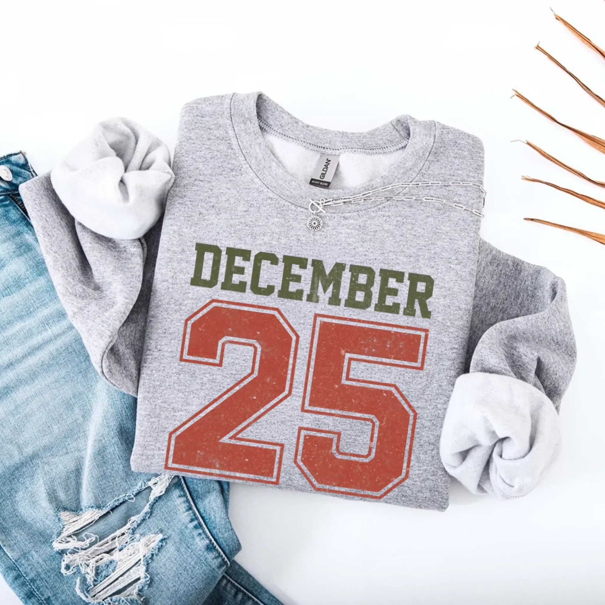 Retro Christmas DECEMBER 25 Sweatshirt Festive Holiday Sweater - Aaria Tees Aaria Tees