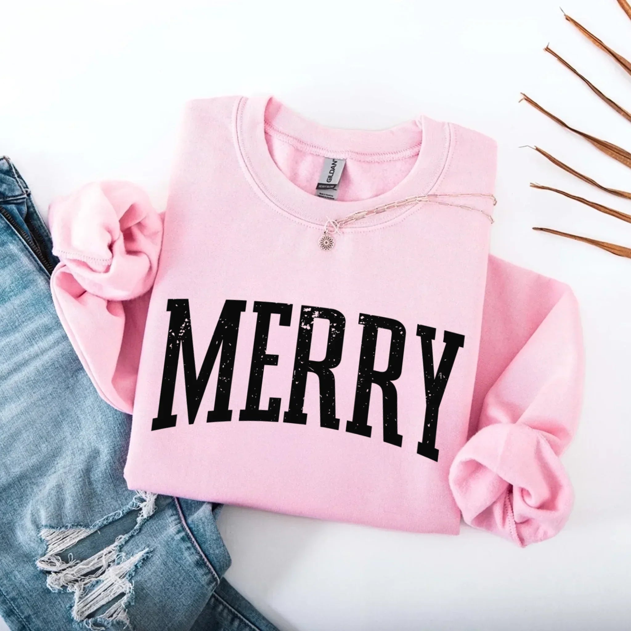 Retro Merry Christmas Sweatshirt Festive Women’s Holiday Sweater - Aaria Tees Aaria Tees