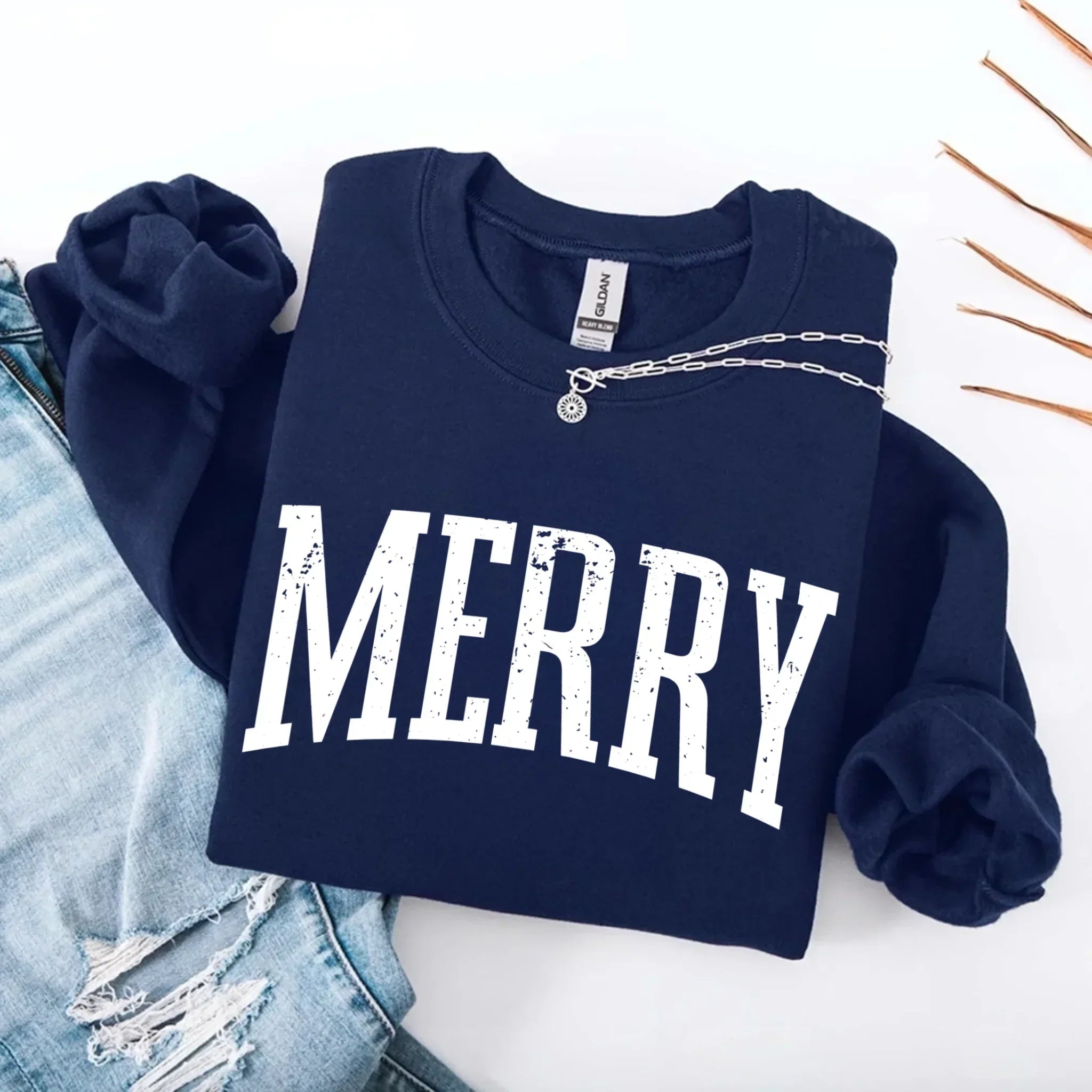 Retro Merry Christmas Sweatshirt Festive Women’s Holiday Sweater - Aaria Tees Aaria Tees