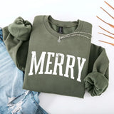 Retro Merry Christmas Sweatshirt Festive Women’s Holiday Sweater - Aaria Tees Aaria Tees