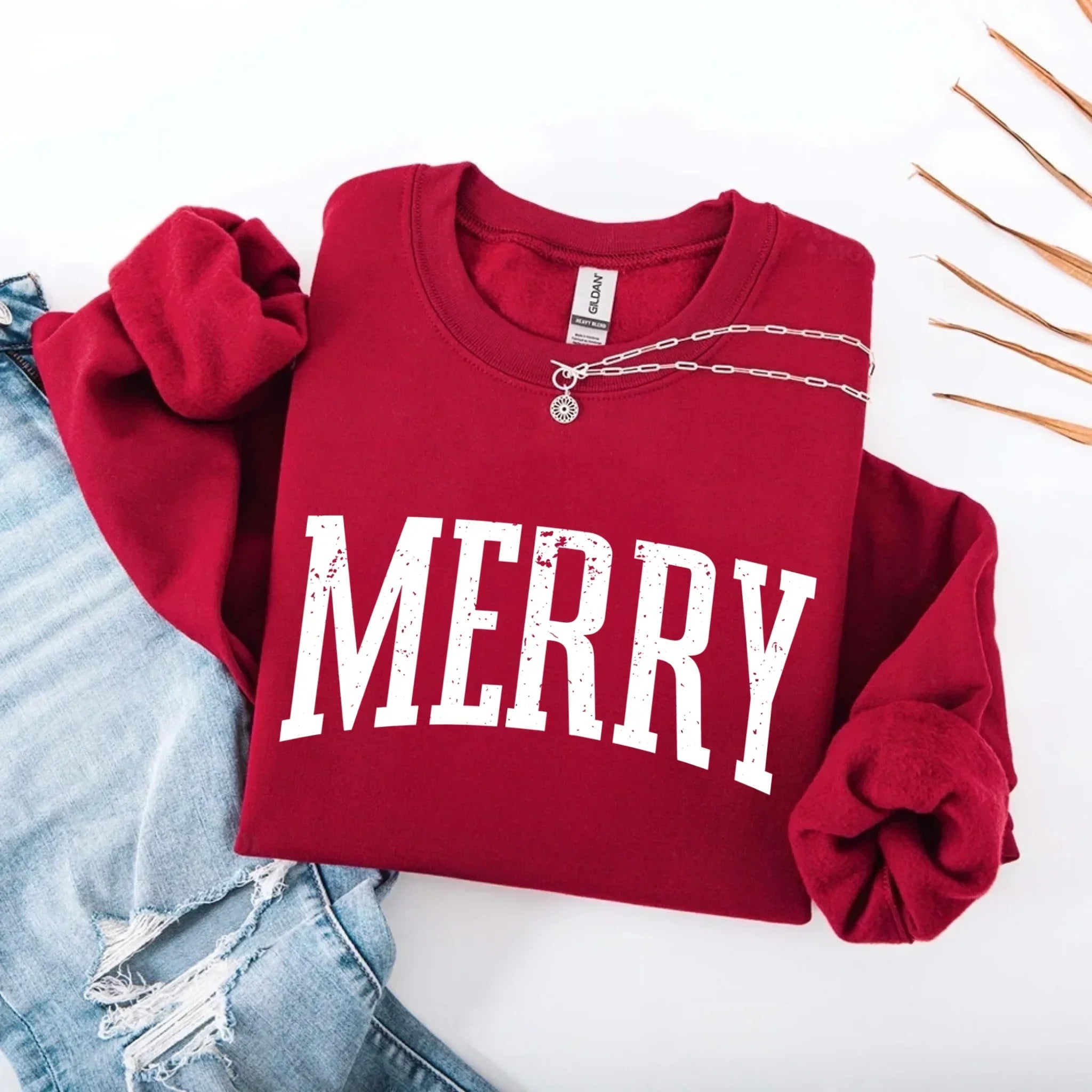 Retro Merry Christmas Sweatshirt Festive Women’s Holiday Sweater - Aaria Tees Aaria Tees
