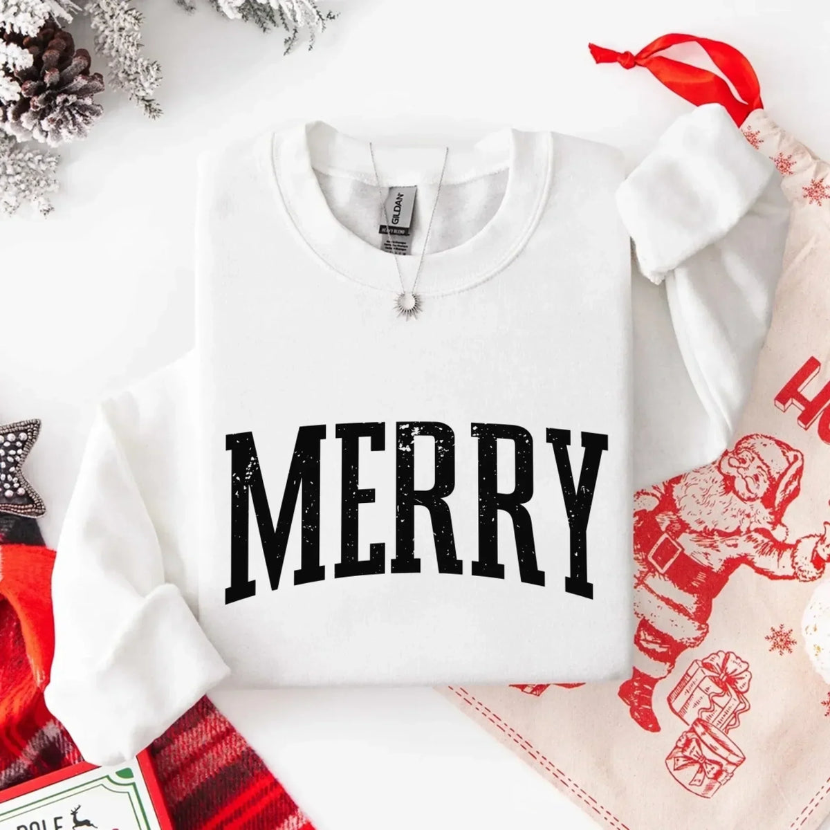 Retro Merry Christmas Sweatshirt Festive Women’s Holiday Sweater - Aaria Tees