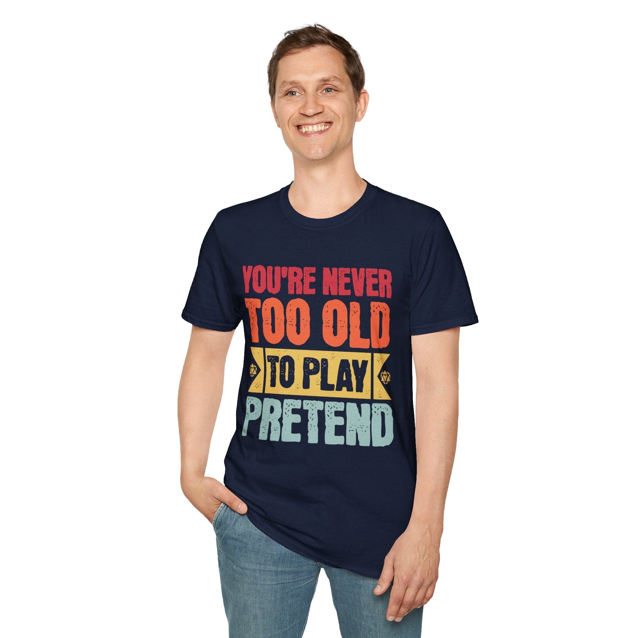 Retro Never Too Old To Play Pretend D&D T-Shirt - Aaria Tees Aaria Tees