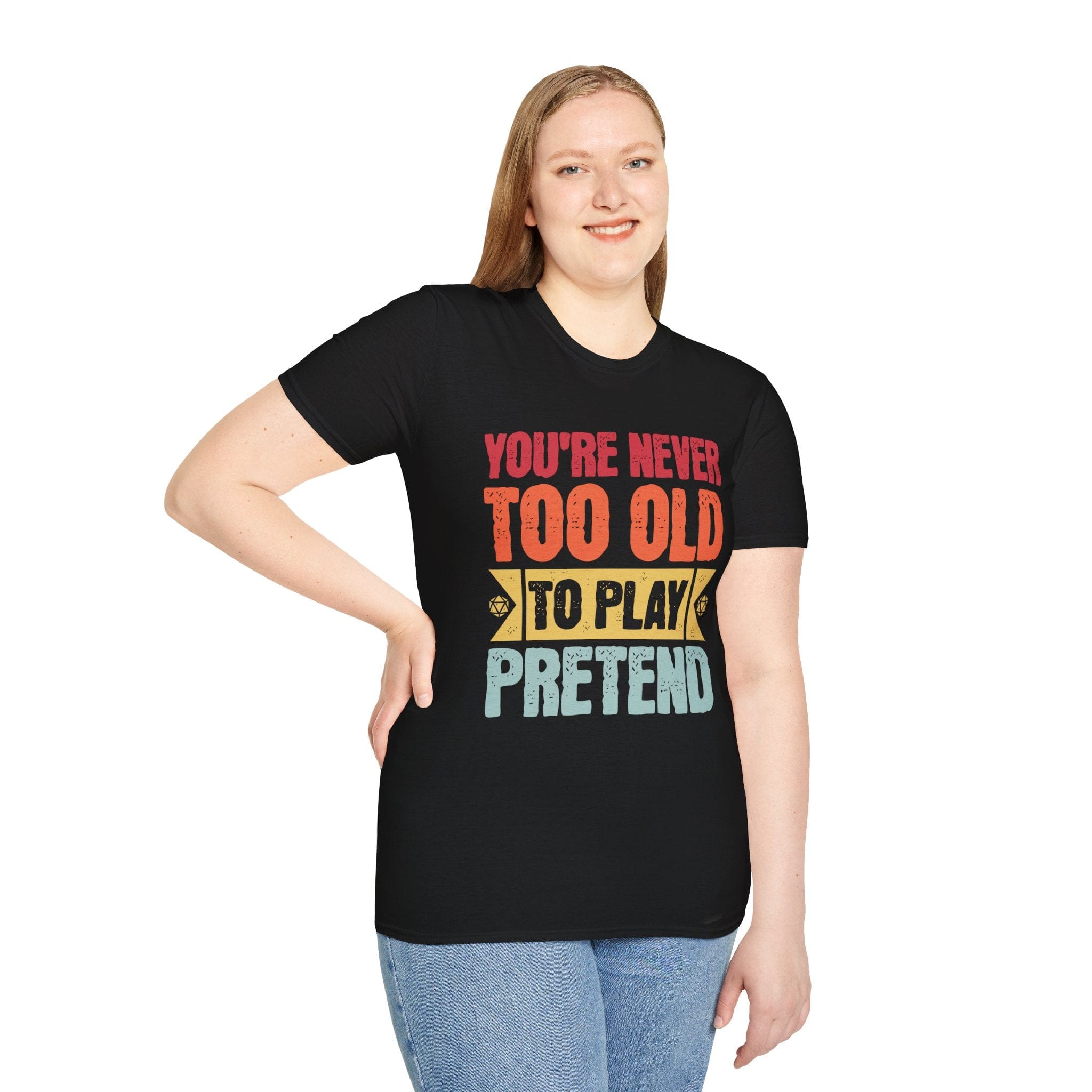 Retro Never Too Old To Play Pretend D&D T-Shirt - Aaria Tees Aaria Tees