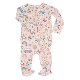 Retro Roller Skates Ruffle Baby Footie Aaria Tees