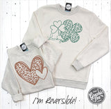Reversible Hearts to Shamrocks Cheetah Print Crewneck Sweatshirt - Aaria Tees Aaria Tees