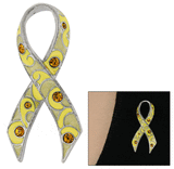Rhinestone Flourish Yellow Ribbon Pin - Aaria Tees Aaria Tees