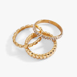 Ribbed Stacking Ring Set of 3 - Aaria Tees Aaria Tees