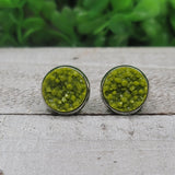 Light Green Druzy Stud Earrings Aaria Tees