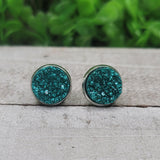 Teal Shimmer Druzy Stud Earrings Aaria Tees