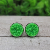 Green Neon Druzy Stud Earrings Aaria Tees