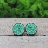 Teal Druzy Stud Earrings Aaria Tees