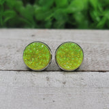 Yellow Krystal Shimmer Druzy Stud Earrings Aaria Tees