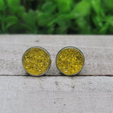 Yellow Krystal Druzy Stud Earrings Aaria Tees
