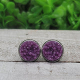 Plum Druzy Stud Earrings Aaria Tees
