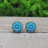 Blue Dahlias Earrings Aaria Tees