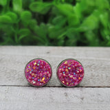 Magenta Glitz Druzy Stud Earrings Aaria Tees