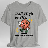 Roll High or Die Retro DnD T-shirt - Aaria Tees Aaria Tees
