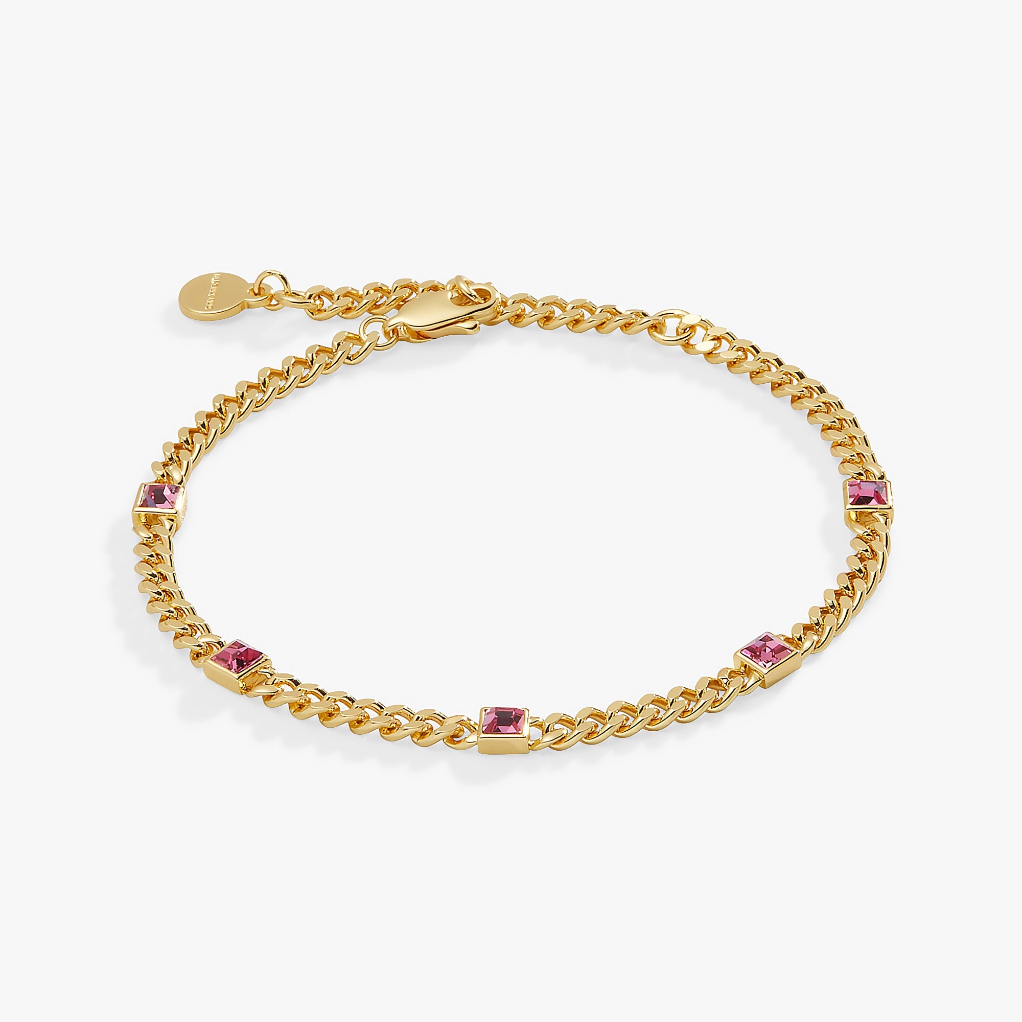 October Birthstone Rose Curb Chain Bracelet - Aaria Tees Aaria Tees