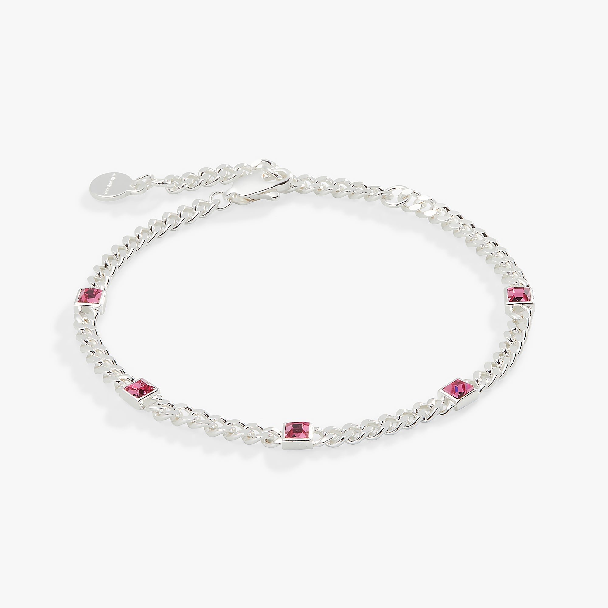 October Birthstone Rose Curb Chain Bracelet - Aaria Tees Aaria Tees