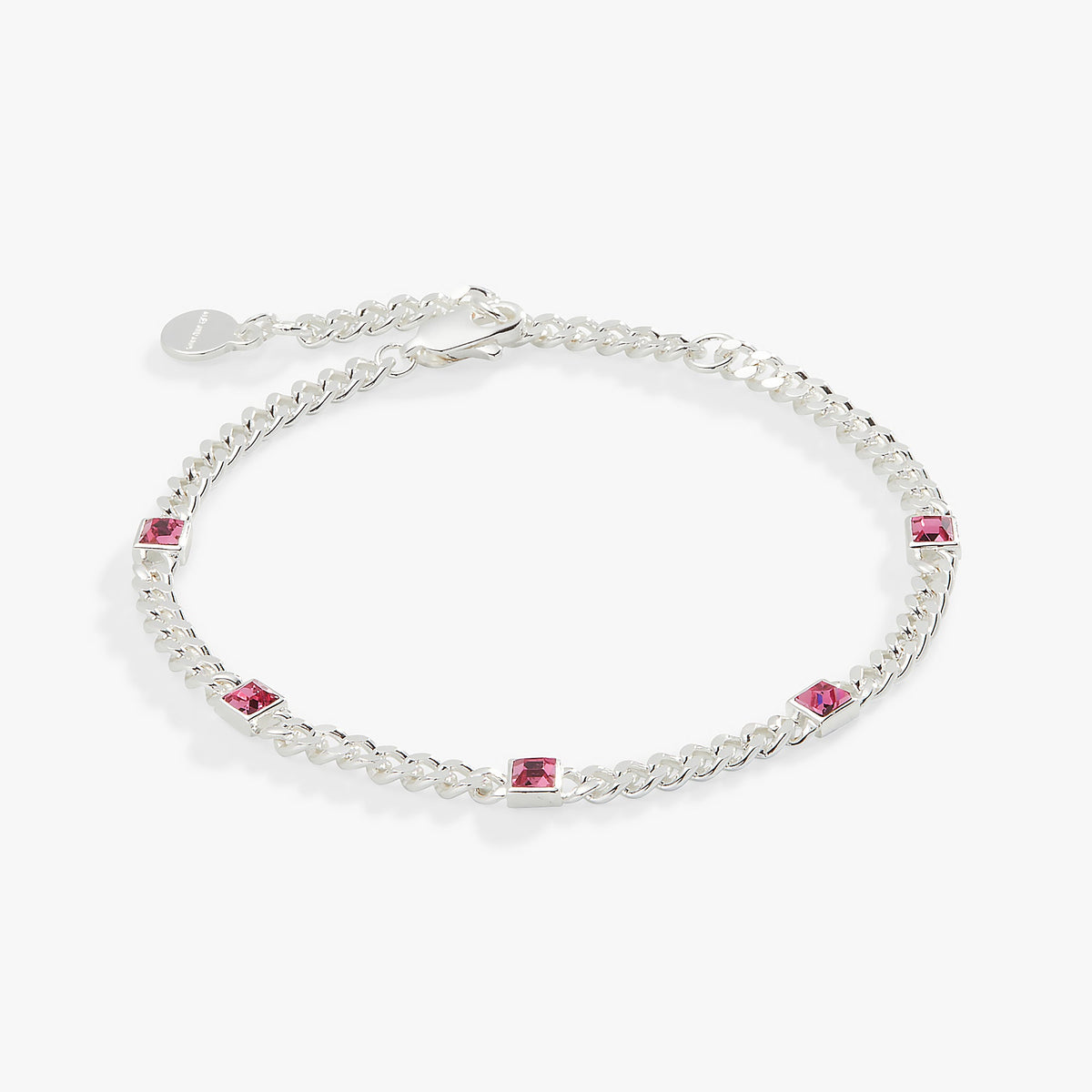 October Birthstone Rose Curb Chain Bracelet - Aaria Tees