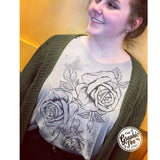 Roses Heather Stone V Neck Short Sleeve Tee - Aaria Tees Aaria Tees