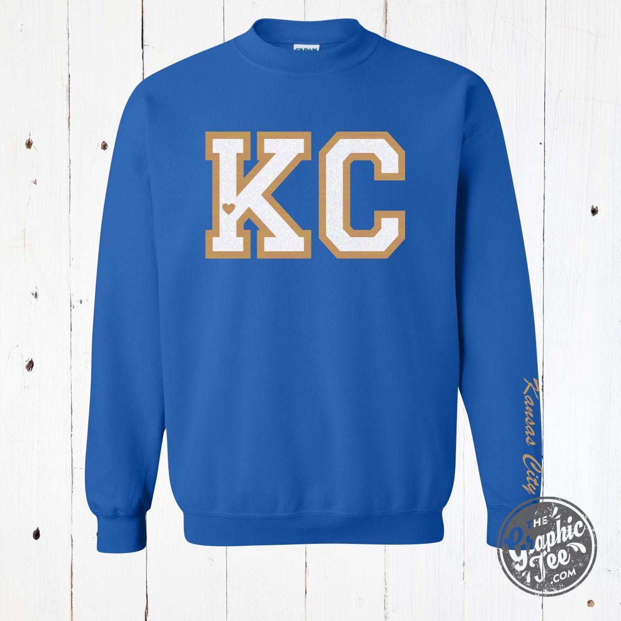 Royal KC Glitter Applique Crewneck Sweatshirt - Aaria Tees Aaria Tees